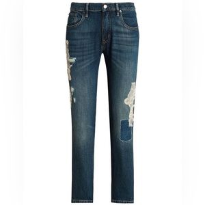 Lauren Ralph Lauren Lace Patchwork Relaxed Tapered Jeans Size 16, New w/Tag $245